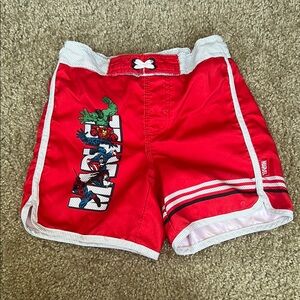 Marvel Red Kids Shorts with Superhero Design